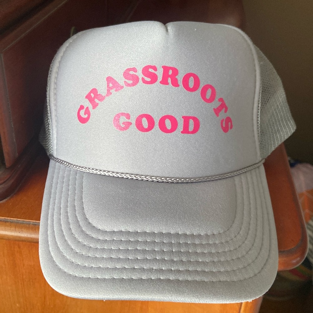 TOMS Grassroots Good Trucker Hat Cap Gray Pink GUC